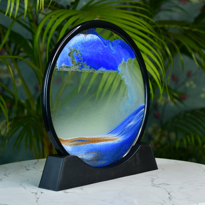 Mayii Circular Glass Sand Art – Elegant Moving Sand Sculpture for Trendy Home Decor & Gifts