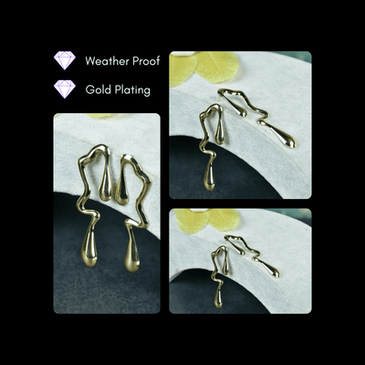 MAYII Abstract Gold Stainless Steel Earrings - One Size image 4