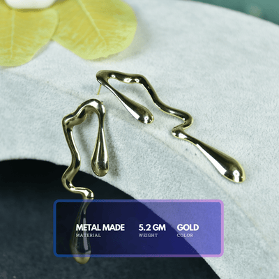 MAYII Abstract Gold Stainless Steel Earrings - One Size image 3