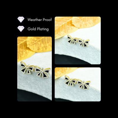 MAYII – Black Gold Stainless Steel Ribbon Earrings – One Size image 4