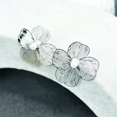 MAYII Centre Bead Flower Gold Stainless Steel Earrings -One Size
