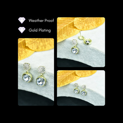 MAYII Crystal on Crystal Gold Stainless Steel Earrings -One Size