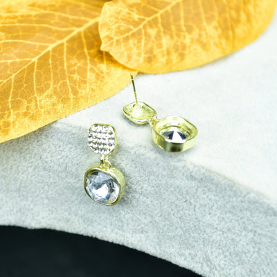 MAYII Crystal on Crystal Gold Stainless Steel Earrings -One Size