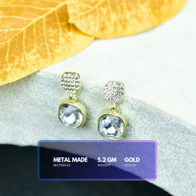 MAYII Crystal on Crystal Gold Stainless Steel Earrings -One Size image 3