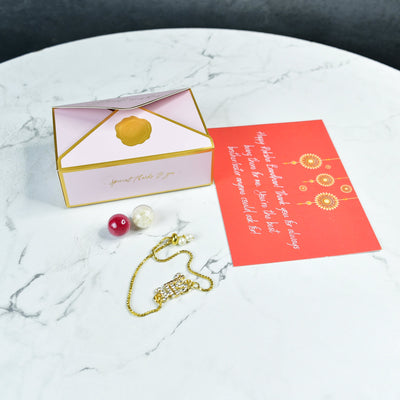 Mayii Exquisite BHAI Rakhi Pack of 1 with Roli Chawal and Greeting card combo for Raksha Bandhan and Gifting