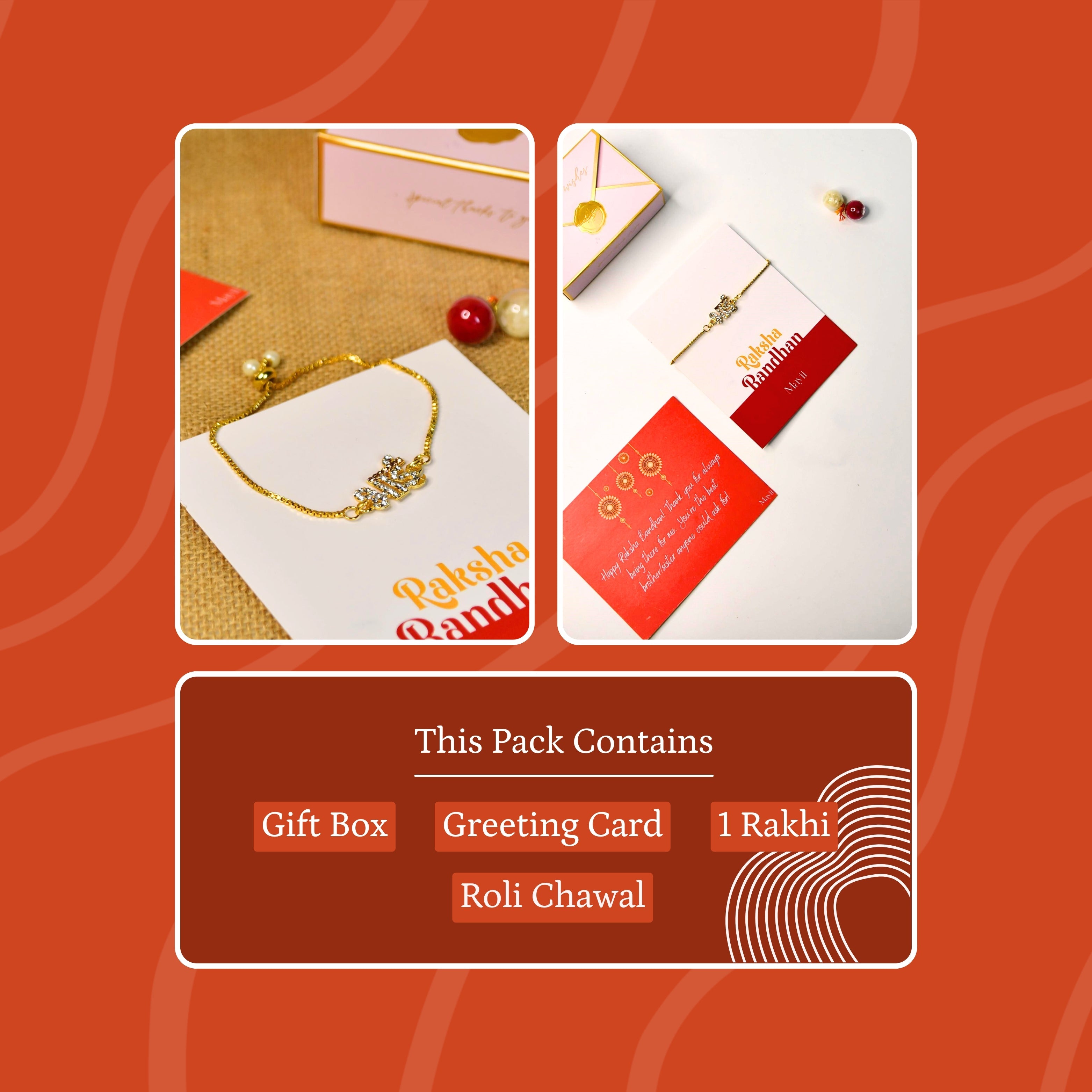Mayii Exquisite BHAI Rakhi Pack of 1 with Roli Chawal and Greeting card combo for Raksha Bandhan and Gifting - Mayii - Mayii