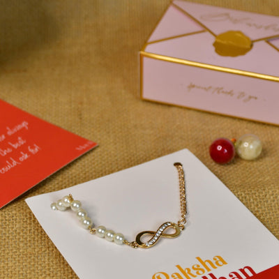 Mayii Exquisite Infinite Rakhi Pack of 1 with Roli Chawal and Greeting card combo for Raksha Bandhan and Gifting