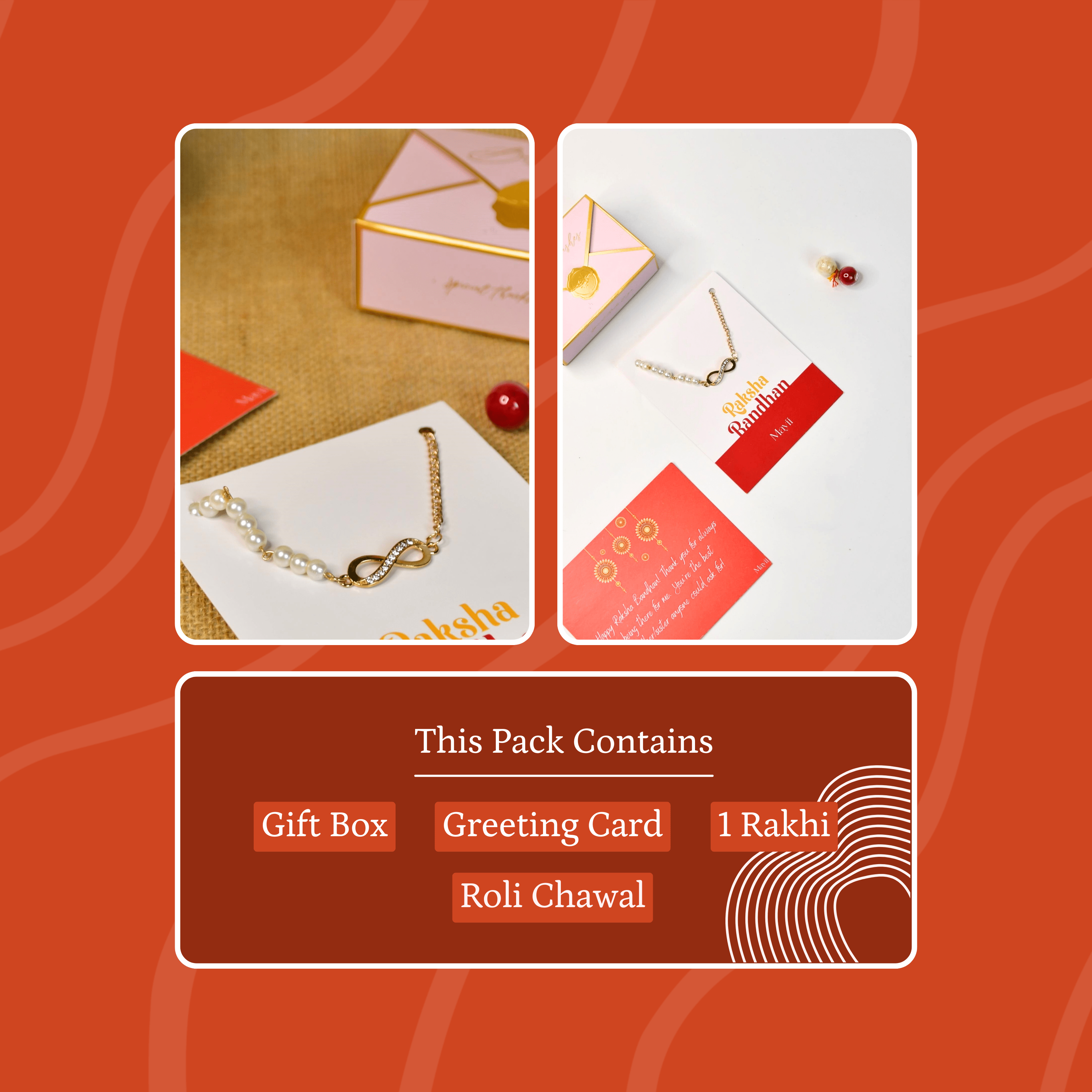 Mayii Exquisite Infinite Rakhi Pack of 1 with Roli Chawal and Greeting card combo for Raksha Bandhan and Gifting - Mayii - Mayii