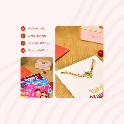 Mayii Exquisite Turtle Rakhi Pack of 1 with Roli Chawal and Greeting card combo for Raksha Bandhan and Gifting