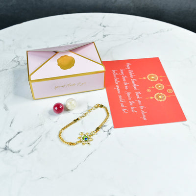 Mayii Exquisite Turtle Rakhi Pack of 1 with Roli Chawal and Greeting card combo for Raksha Bandhan and Gifting