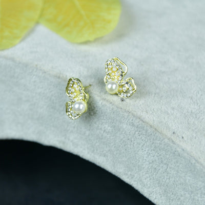 MAYII Floral Bead Gold Stainless Steel Earrings -One Size
