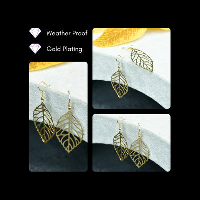MAYII Floral Net Gold Stainless Steel Earrings -One Size