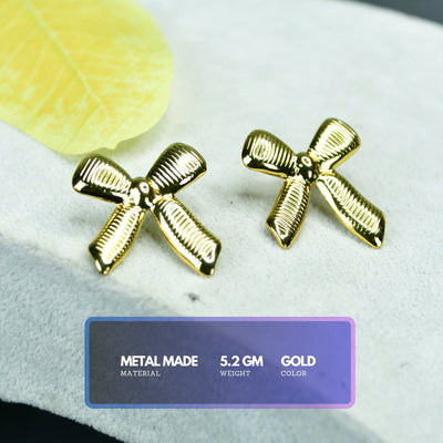 MAYII Floral Stripe Gold Stainless Steel Earrings -One Size