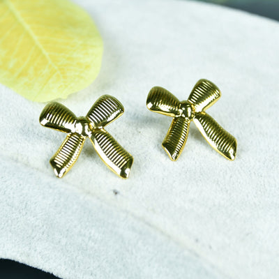MAYII Floral Stripe Gold Stainless Steel Earrings -One Size