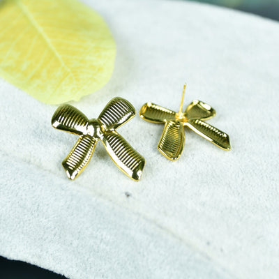 MAYII Floral Stripe Gold Stainless Steel Earrings -One Size image 3