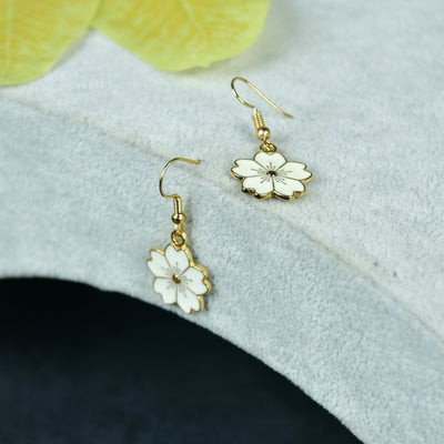 MAYII Floral White Gold Stainless Steel Earrings -One Size