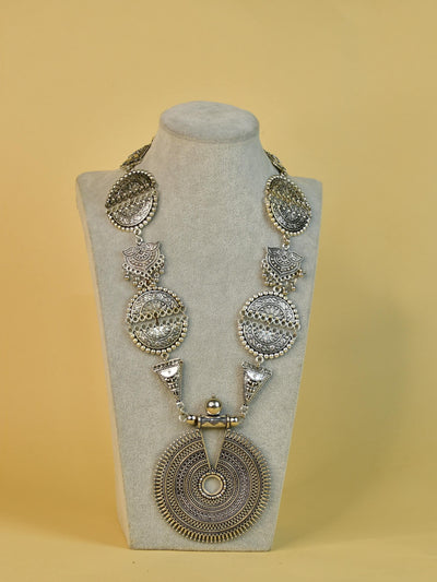 Mayii German Silver Necklace: Handcrafted Mandala Design