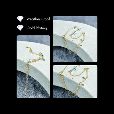 MAYII Gold Crystal Anklet - Gold - Stainless Steel - One Size image 4