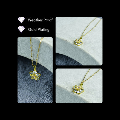 MAYII Gold Crystal Flower Necklace - Gold - Stainless Steel - One Size image 4