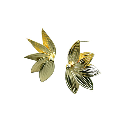 MAYII - Gold Half Moon Sharp Petals Stainless Steel Earrings - One Size