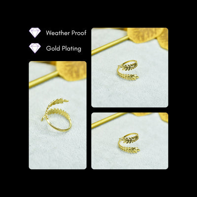 MAYII - Gold Petal Line Ring Stainless Steel - One Size image 4
