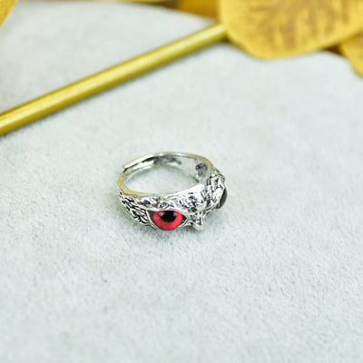 MAYII - Gold Red Eyed Owl Ring Stainless Steel - One Size