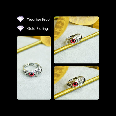 MAYII - Gold Red Eyed Owl Ring Stainless Steel - One Size