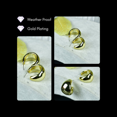 Mayii Golden Teardrop Crescent Flat Round CCB Earrings – One Size image 4