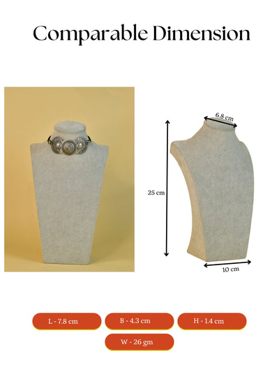 Mayii Handcrafted German Silver Choker: Triple Floral Design