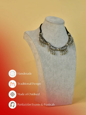 Mayii Handcrafted German Silver Choker with Water Drop Earrings image 3