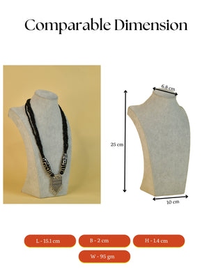 Mayii Handcrafted German Silver Necklace: Black Bead Pendant image 4