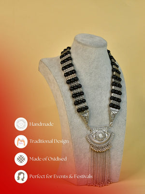 Mayii Handcrafted German Silver Necklace: Chain Drops & Beads image 3