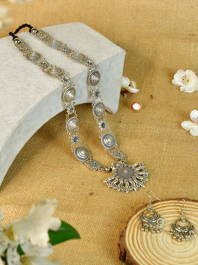 Mayii Handcrafted German Silver Necklace: Sun with Ten Rays