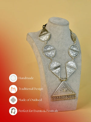 Mayii Handcrafted German Silver Necklace: Triangle & Tree Design image 3