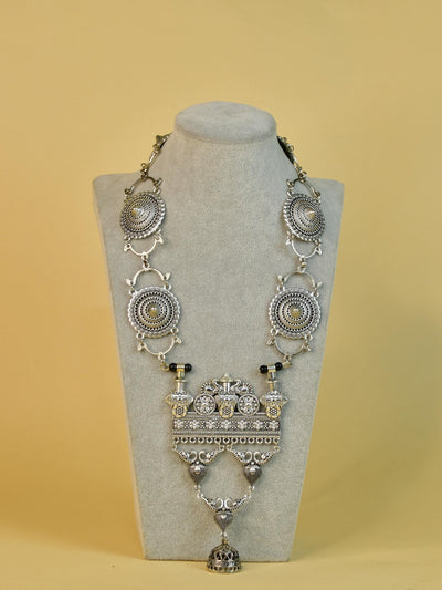 Mayii Handcrafted German Silver Square Pendant: Peacock Design