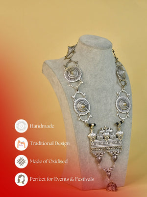 Mayii Handcrafted German Silver Square Pendant: Peacock Design image 3