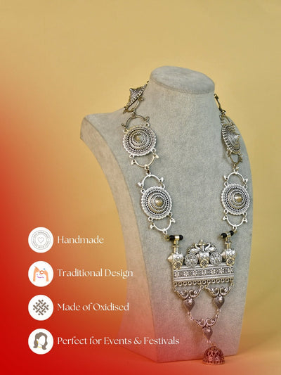 Mayii Handcrafted German Silver Square Pendant: Peacock Design