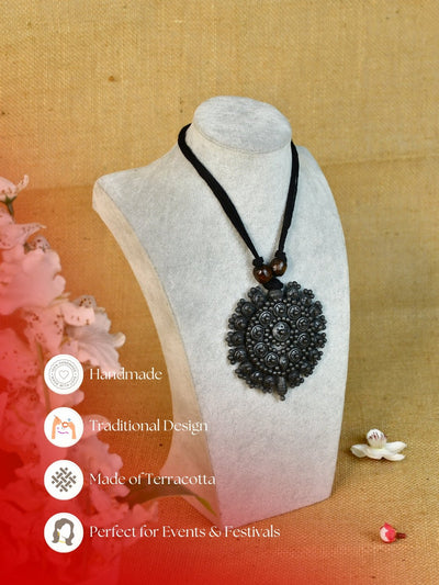 Mayii Handcrafted Terracotta Necklace: Large Flower Pendant