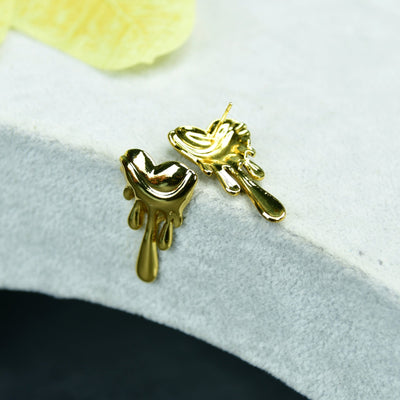 MAYII Melting Hearts Gold Stainless Steel Earrings - One Size image 3