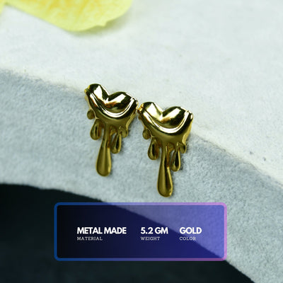 MAYII Melting Hearts Gold Stainless Steel Earrings - One Size image 4