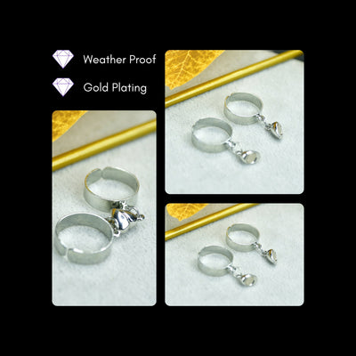 MAYII - Metal Half Heart Magnetic Ring Stainless Steel - One Size