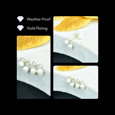 MAYII Ribbon Flower Gold Stainless Steel Earrings -One Size image 4