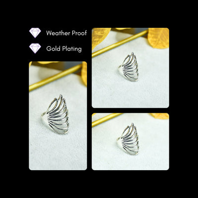 MAYII - Silver Butterfly Wing Ring Set Stainless Steel - One Size