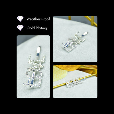 MAYII - Silver Crystal Love Hairpin Stainless Steel - One Size image 4