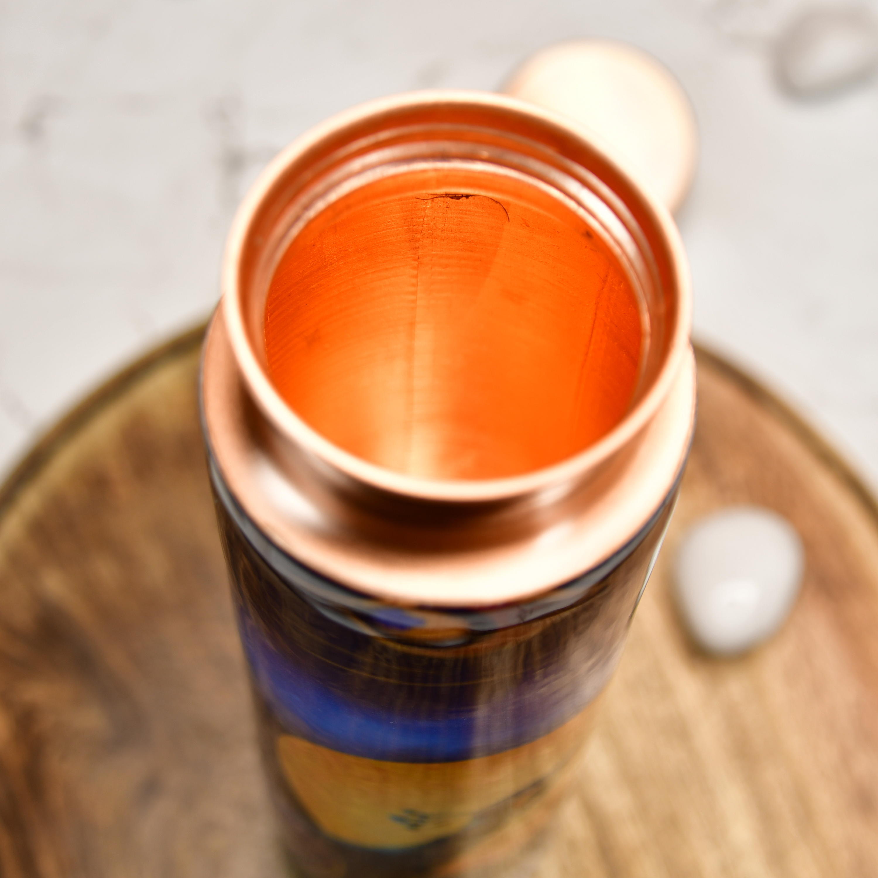 Mayii - Lunar-themed Copper bottle with peacock motif