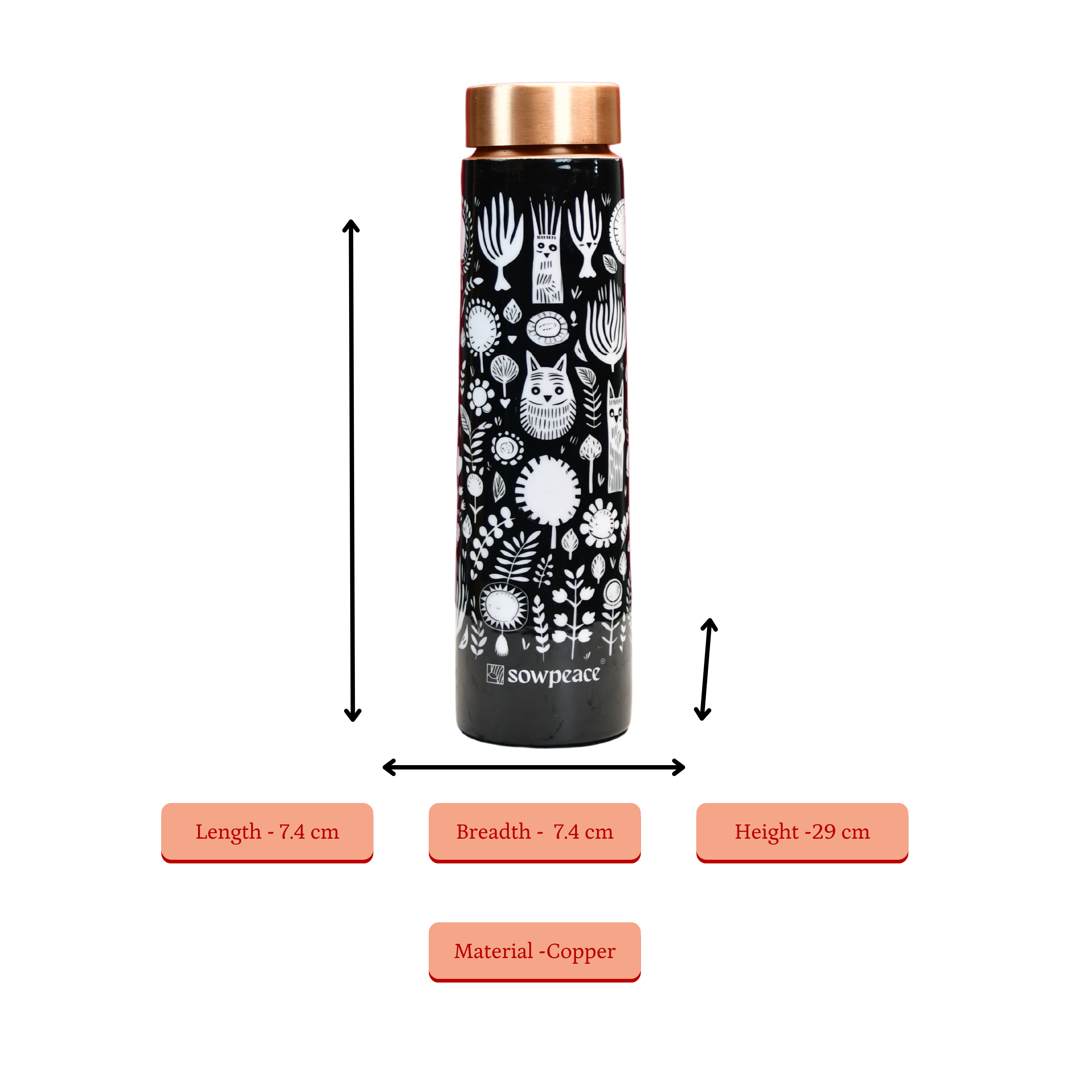 Mayii Noir Abstract Copper Bottle