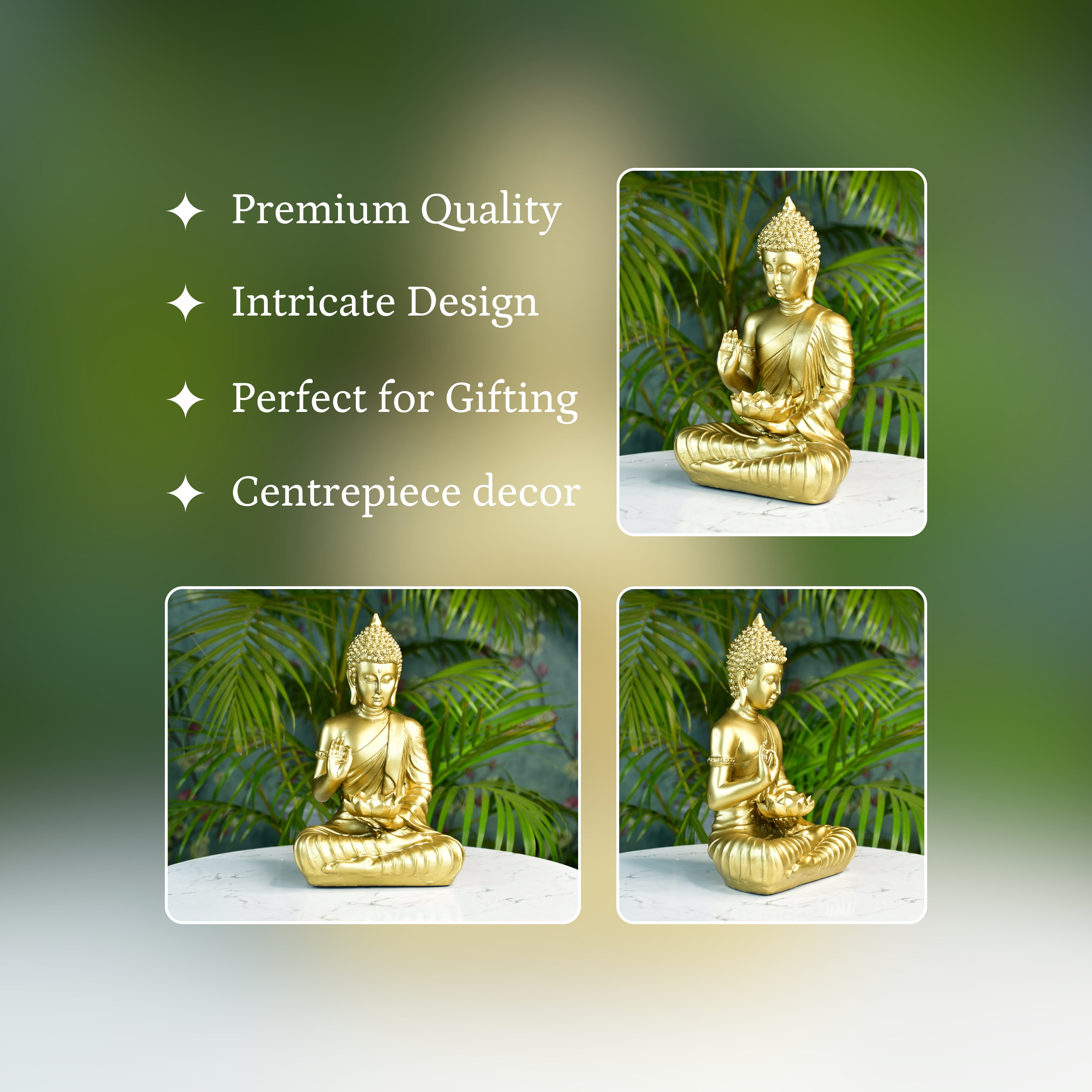 Buddha Figurine with Lotus | Mayii Indian Home Decor - Unique Artisan Craft
