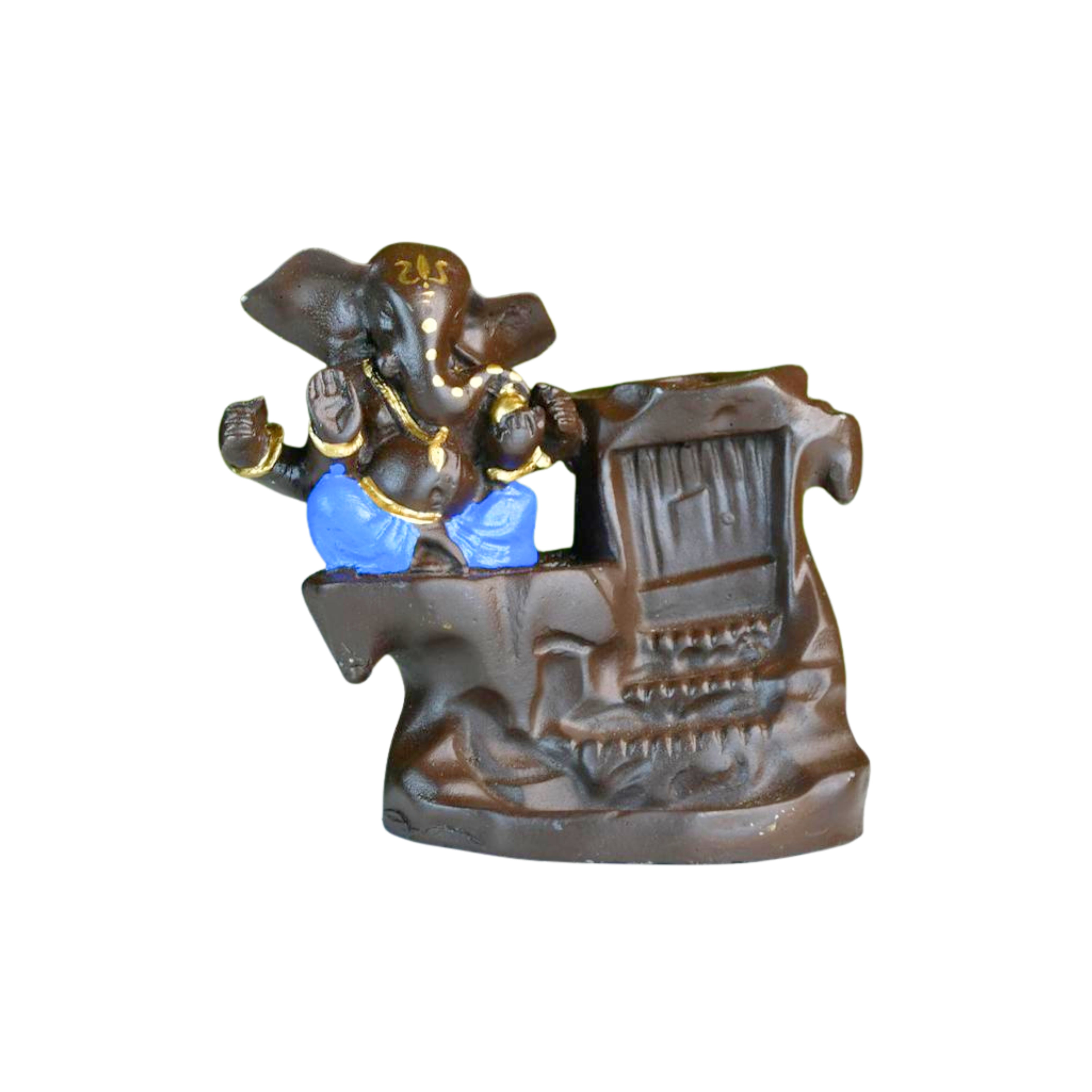 Artisan Blue Ganesh Smoke Fountain Tabletop Decor by Mayii - Unique Home Showpiece