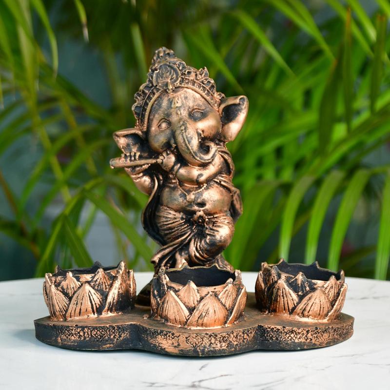 Ganesh Resin Candle Holder by Mayii - Artisan Home Decor & Showpiece