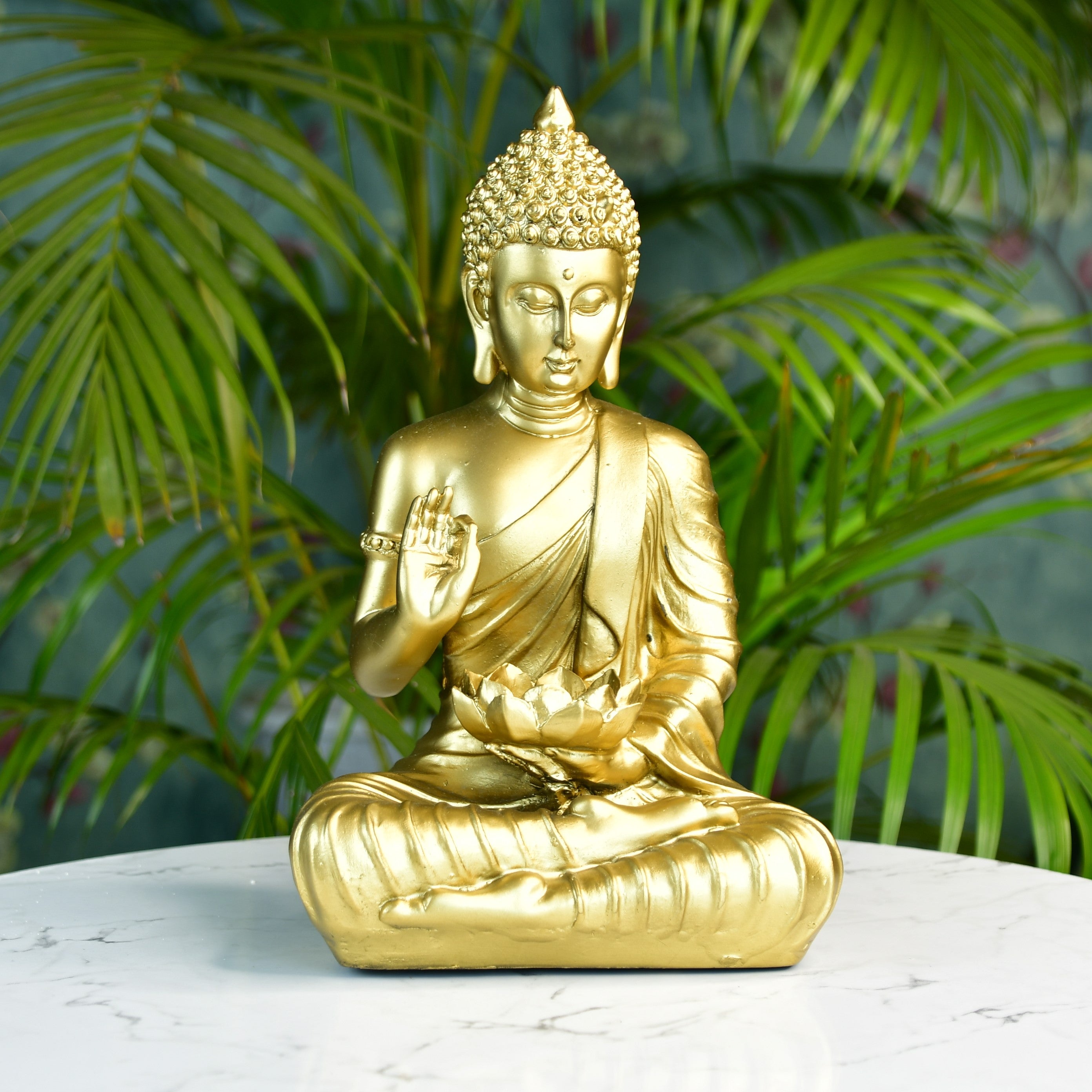 Buddha Figurine with Lotus | Mayii Indian Home Decor - Unique Artisan Craft